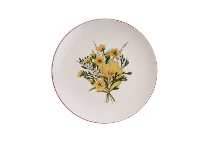 Hermia Juego de 6 Platos para Postre de Porcelana, 21x21 cm, Apto Lavavajillas y Microondas